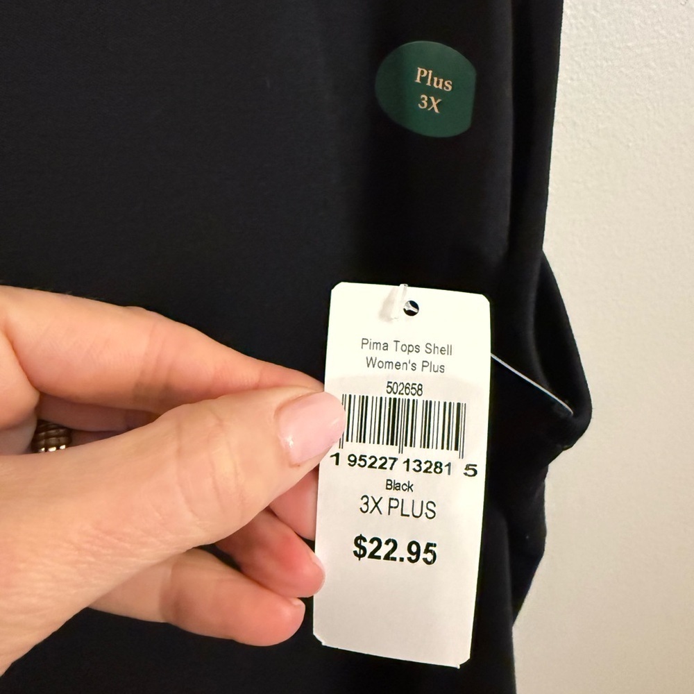 L.L. Bean Black Pima Cotton Tank Top Sleeveless Plus Size 3X NWT - Picture 3 of 5